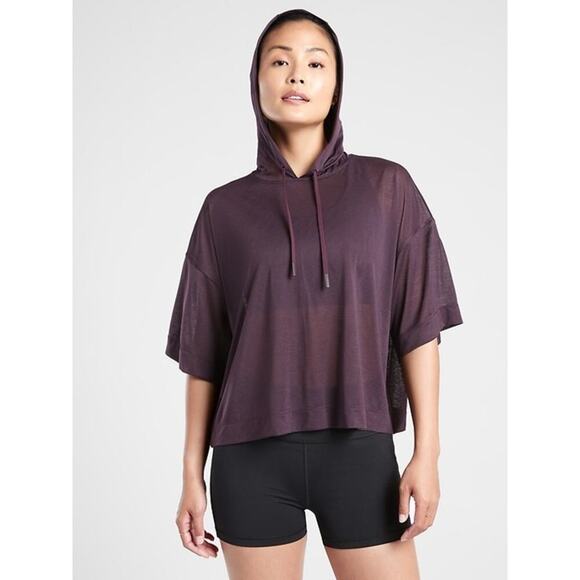 Athleta Tops - Athleta Size XS Purple Vapor Hooded Cropped‎ Tee
